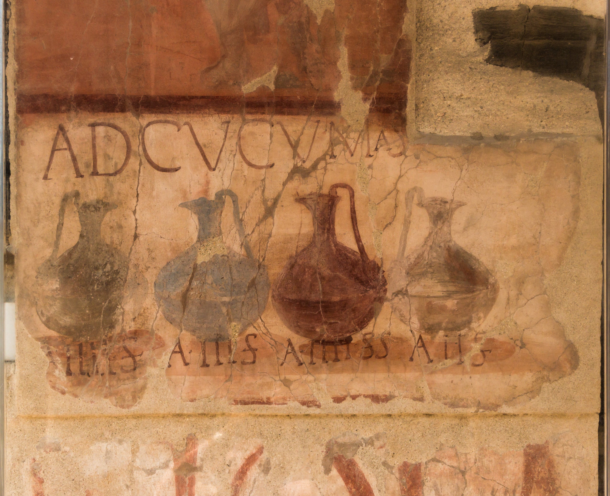 Anunci de vins i preus, a la botiga 'Ad Cucumas' d’Herculà, Itàlia | Font: Wikipedia   