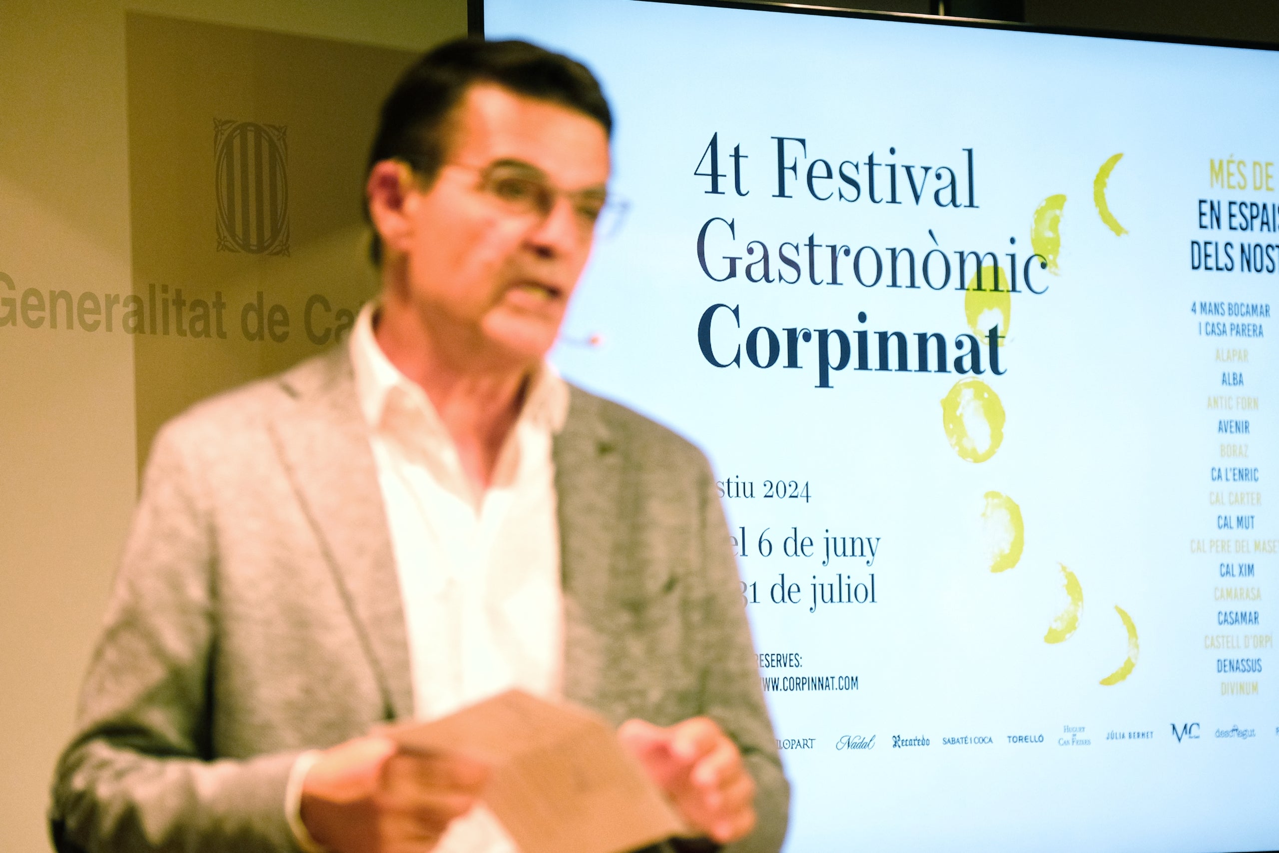 Xavier Nadal, durant la presentació del IV Festival Gastronòmic Corpinnat a les Cotxeres del Palau Robert | Foto: Corpinnat 