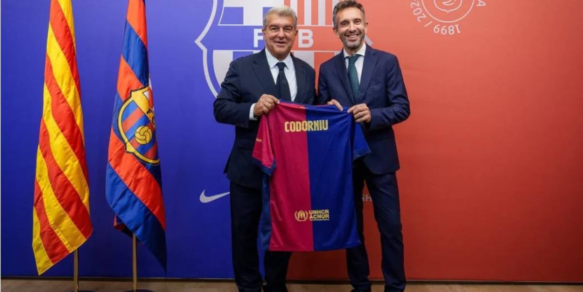 Joan Laporta, president del Barça, amb Sergio Fuster, CEO de Raventós Codorniu | FC Barcelona