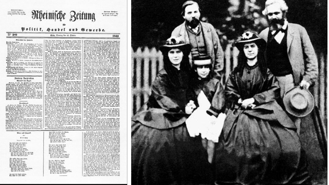 El diari des d'on Marx, acompanyat a la foto amb la seva família, va inspirar la seva lluita de classes a través del vi/Public Domain