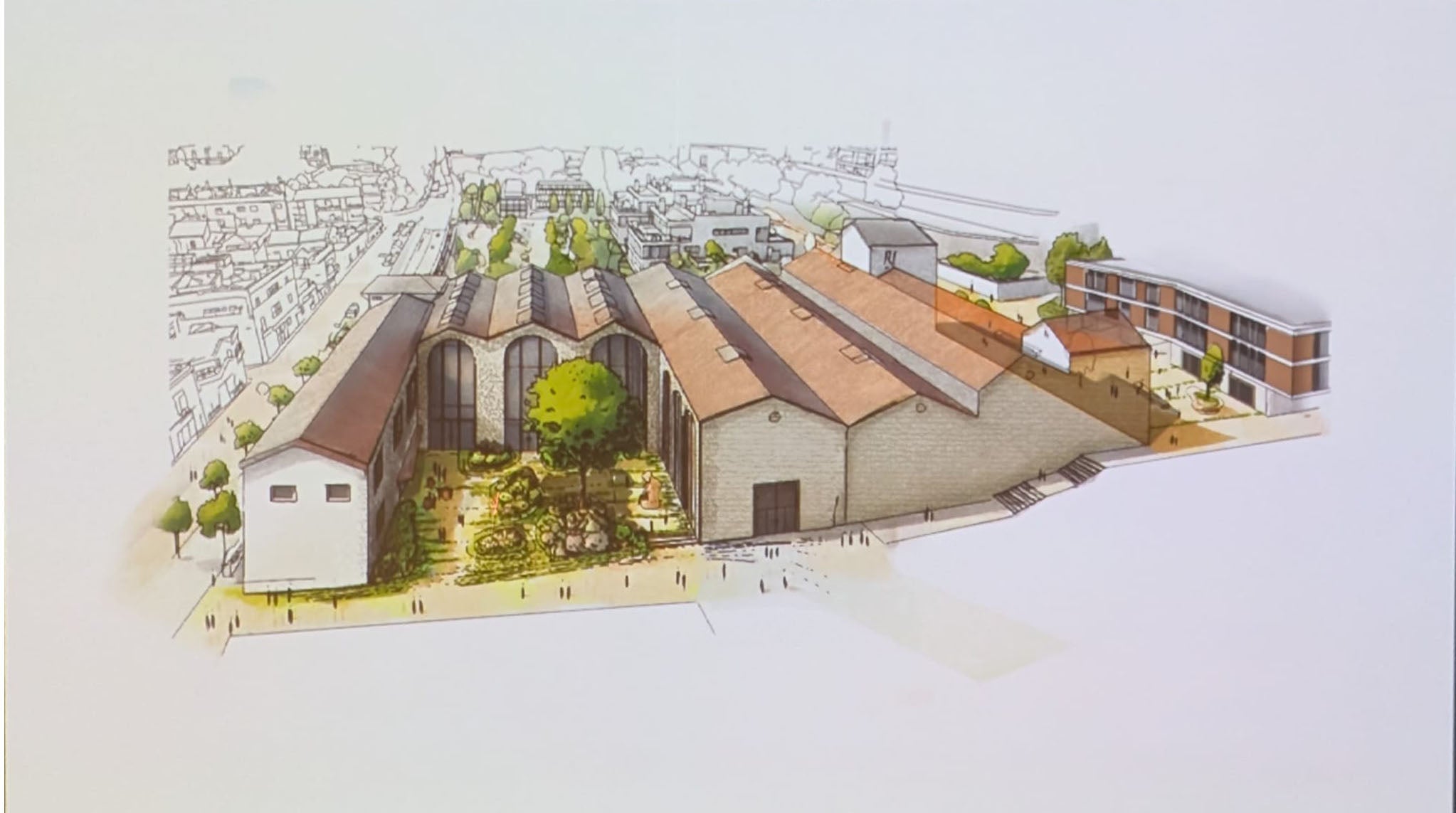 Dibujo antiguo del Edificio modernista de la Bodega Alella Vinícola / Cedida