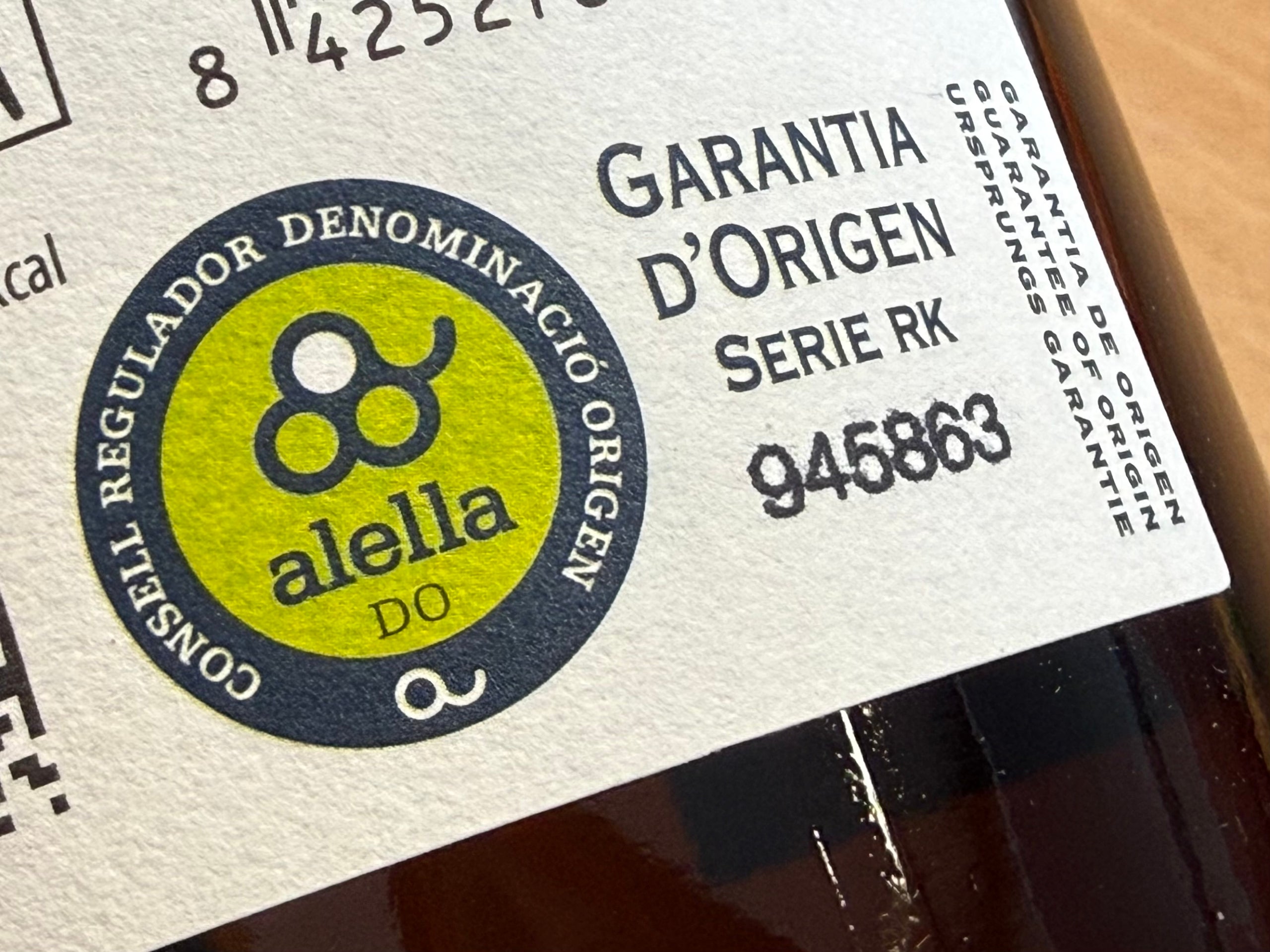 Imatge d'una etiqueta de la Denominació d'Origen Alella / Cedida