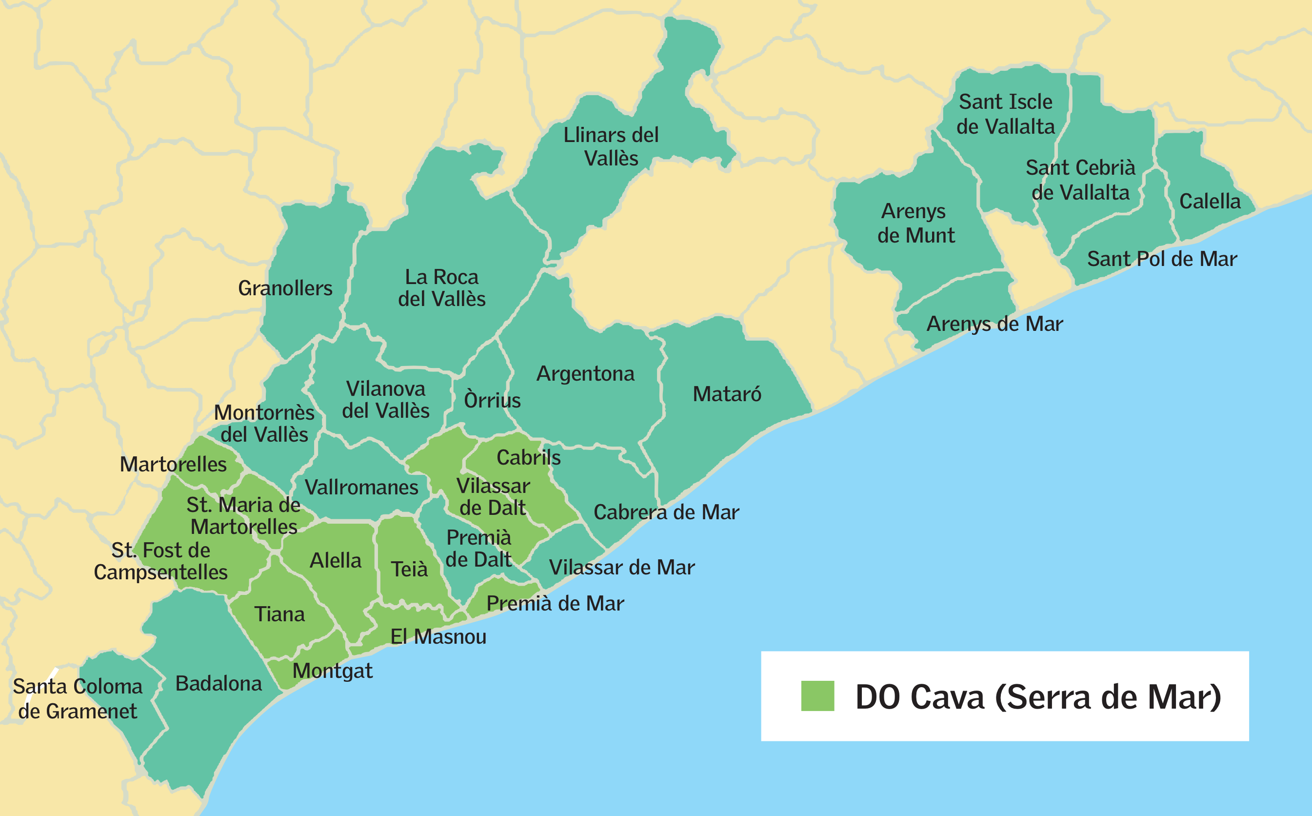 Mapa dels territoris de la DO Alella / Cedida