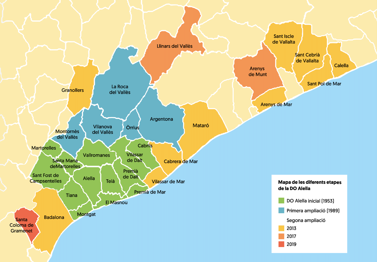 Infografia de l'evolució de la DO Alella / Josep Puig - Llibre Denominació d’Origen Alella