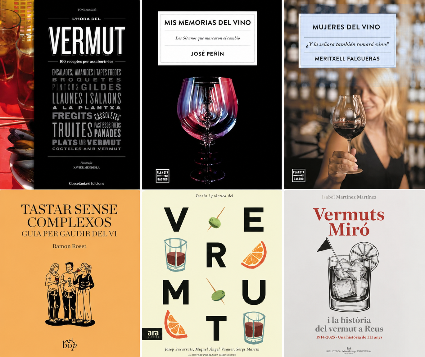 Collage de les sis portades dels llibres recomanats del sector vitivinícola