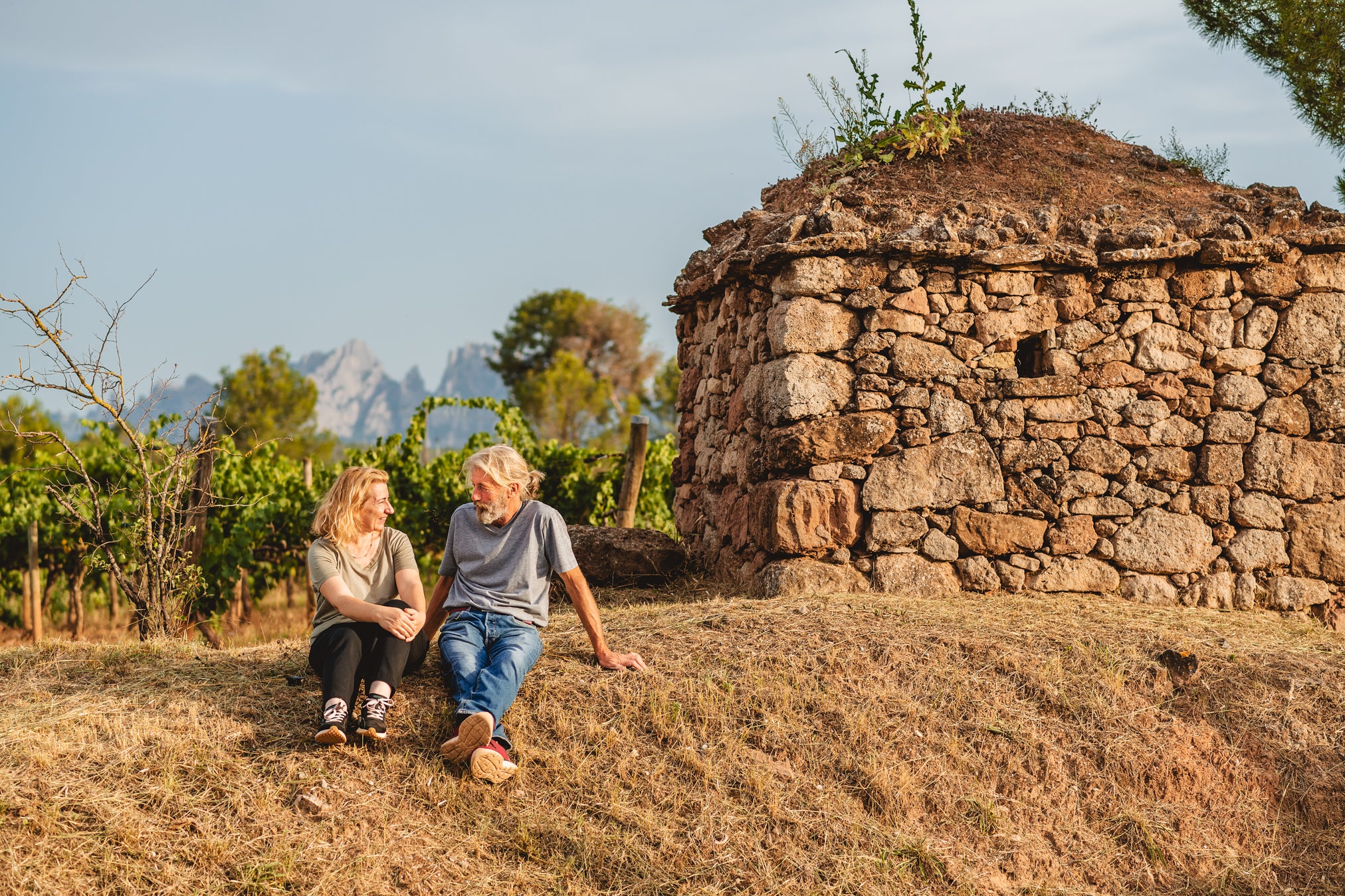 Ruta turística de la DO Pla de Bages, amb les típiques construccions de pedra seca. / Cedida